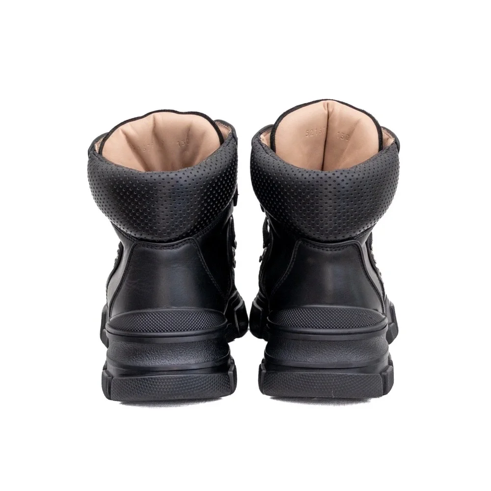 Gucci Flashtrek Black Leather High Top Hiking Boots‎ Mens Size UK 7 US 8 Chunky